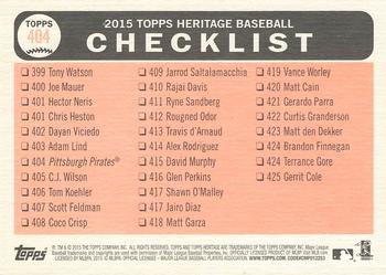 2015 Topps Heritage #404 2nd Place NL Central Division Back
