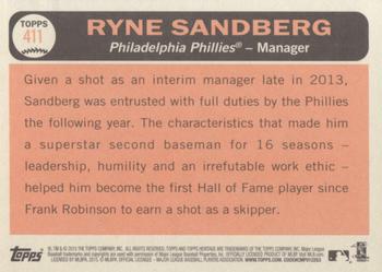 2015 Topps Heritage #411 Ryne Sandberg Back