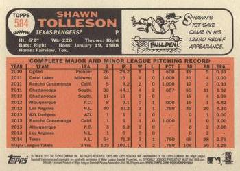 2015 Topps Heritage #584 Shawn Tolleson Back