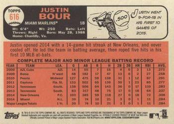 2015 Topps Heritage #616 Justin Bour Back