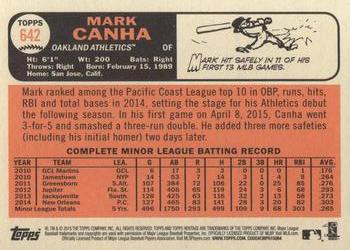 2015 Topps Heritage #642 Mark Canha Back