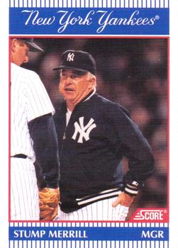 1990 Score New York Yankees #1 Stump Merrill Front