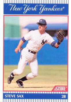 1990 Score New York Yankees #3 Steve Sax Front