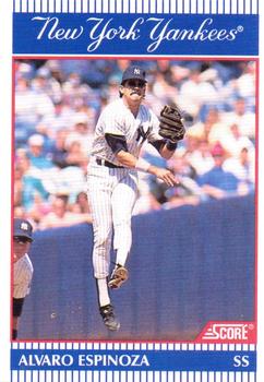 1990 Score New York Yankees #4 Alvaro Espinoza Front