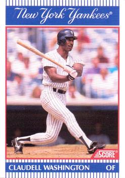 1990 Score New York Yankees #8 Claudell Washington Front