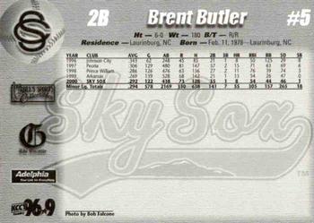 2001 Colorado Springs Sky Sox #NNO Brent Butler Back