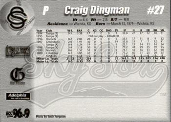 2001 Colorado Springs Sky Sox #NNO Craig Dingman Back