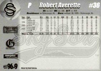 2001 Colorado Springs Sky Sox #NNO Robert Averette Back