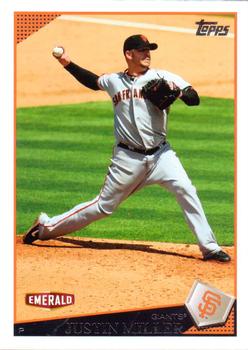 2009 Topps Emerald Nuts San Francisco Giants #20 Justin Miller Front
