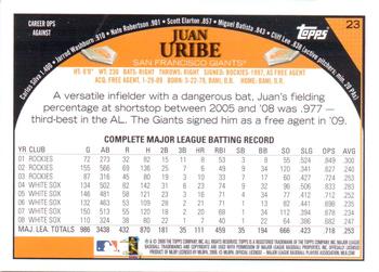 2009 Topps Emerald Nuts San Francisco Giants #23 Juan Uribe Back