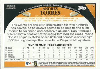 2009 Topps Emerald Nuts San Francisco Giants #7 Andres Torres Back