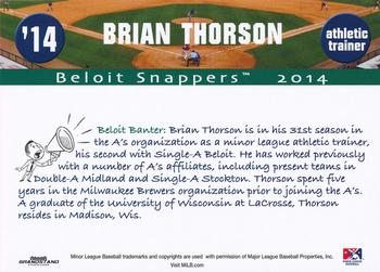 2014 Grandstand Beloit Snappers #NNO Brian Thorson Back