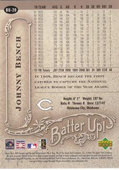 2005 Upper Deck MVP - Batter Up! #BU-20 Johnny Bench Back
