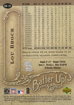2005 Upper Deck MVP - Batter Up! #BU-22 Lou Brock Back