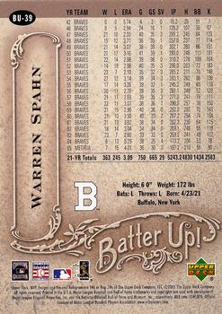 2005 Upper Deck MVP - Batter Up! #BU-39 Warren Spahn Back