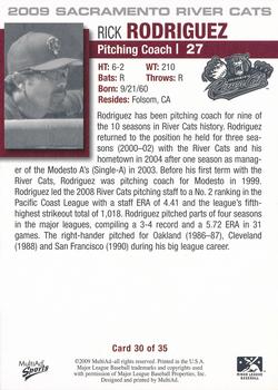 2009 MultiAd Sacramento River Cats #30 Rick Rodriguez Back