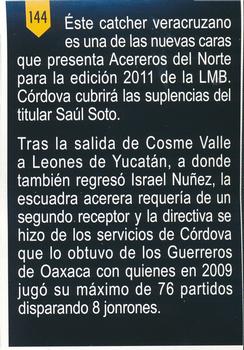 2011 Album Oficial Acereros de Monclova: 1974-2011 #144 Jose Francisco Cordova Front