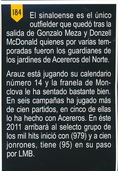 2011 Album Oficial Acereros de Monclova: 1974-2011 #184 Leo Arauz Front