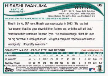 2014 Topps Chrome - Black Refractors #89 Hisashi Iwakuma Back
