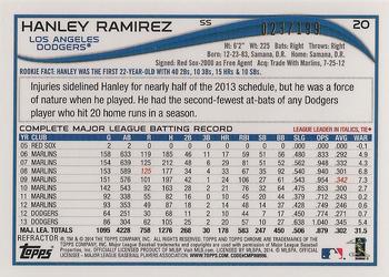 2014 Topps Chrome - Blue Refractors #20 Hanley Ramirez Back
