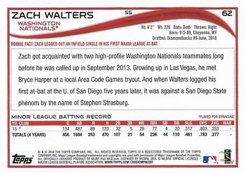 2014 Topps Chrome - Rookie Autographs #62 Zach Walters Back