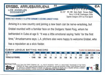 2014 Topps Chrome - Rookie Autographs Refractors #EA Erisbel Arruebarrena Back