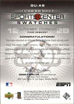 2005 Upper Deck ESPN - SportsCenter Swatches #GU-AS Alfonso Soriano Back
