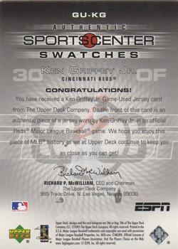 2005 Upper Deck ESPN - SportsCenter Swatches #GU-KG Ken Griffey Jr. Back