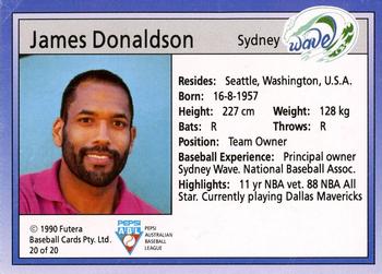 1992 Futera Pepsi ABL Sydney Wave #20 James Donaldson Back