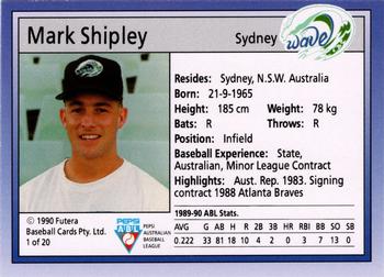 1992 Futera Pepsi ABL Sydney Wave #1 Mark Shipley Back