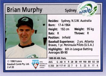 1992 Futera Pepsi ABL Sydney Wave #2 Brian Murphy Back