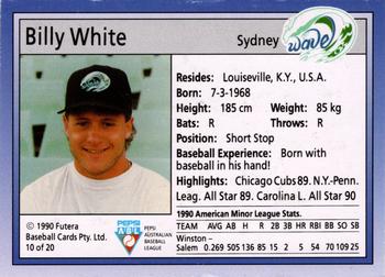 1992 Futera Pepsi ABL Sydney Wave #10 Billy White Back