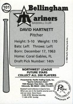 1986 Cramer Bellingham Mariners #101 David Hartnett Back