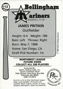 1986 Cramer Bellingham Mariners #113 James Pritikin Back
