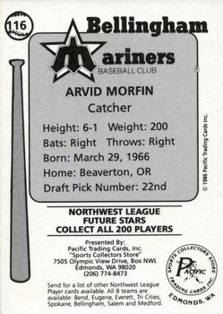 1986 Cramer Bellingham Mariners #116 Arvid Morfin Back