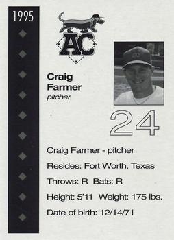 1995 Albany-Colonie Diamond Dogs #24 Craig Farmer Back