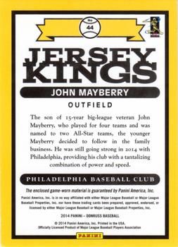 2014 Donruss - Jersey Kings #44 John Mayberry Back
