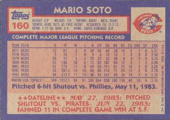1984 Topps #160 Mario Soto Back
