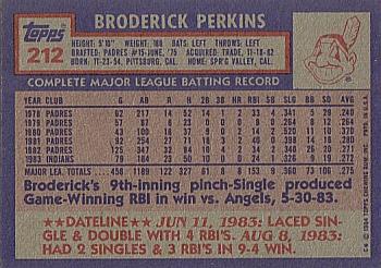 1984 Topps #212 Broderick Perkins Back
