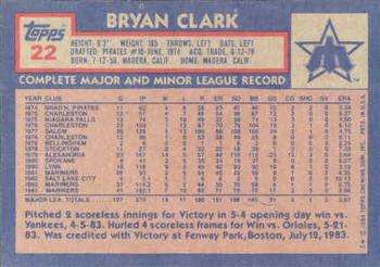 1984 Topps #22 Bryan Clark Back