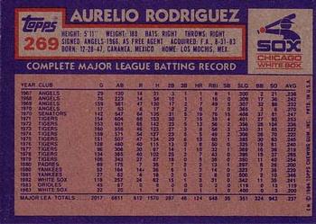 1984 Topps #269 Aurelio Rodriguez Back