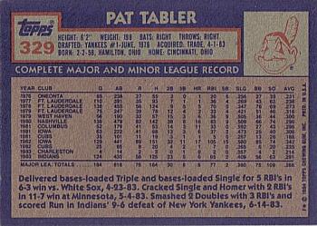 1984 Topps #329 Pat Tabler Back
