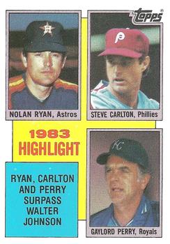1984 Topps #4 Nolan Ryan / Steve Carlton / Gaylord Perry Front