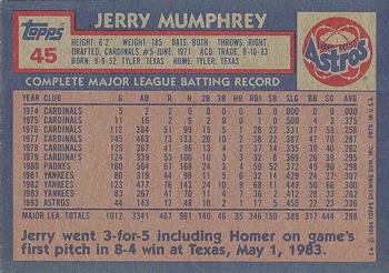 1984 Topps #45 Jerry Mumphrey Back