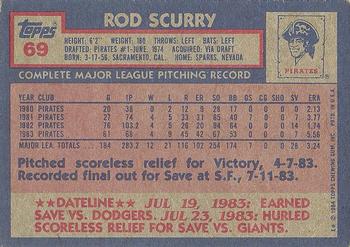 1984 Topps #69 Rod Scurry Back