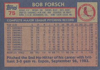 1984 Topps #75 Bob Forsch Back
