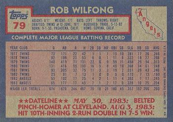 1984 Topps #79 Rob Wilfong Back