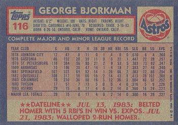 1984 Topps #116 George Bjorkman Back