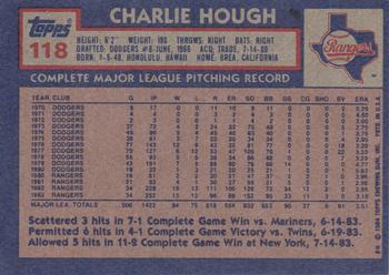1984 Topps #118 Charlie Hough Back
