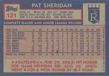 1984 Topps #121 Pat Sheridan Back